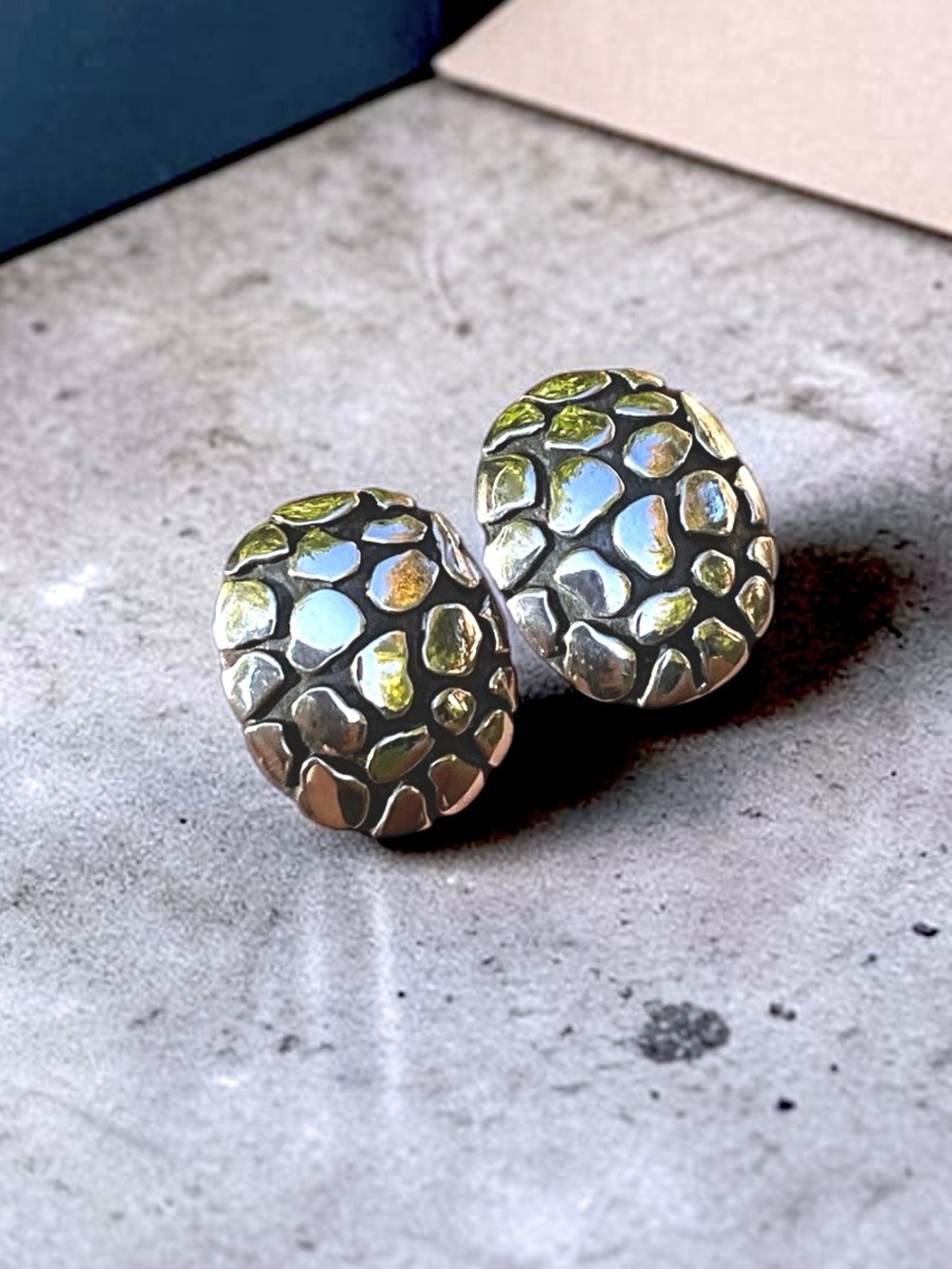 🌺Vintage Sterling Pebbled Earrings